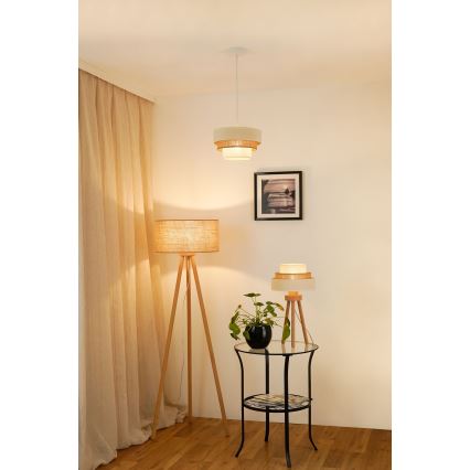 Brilagi - Lámpara de mesa DENVER LUNETA 1xE27/15W/230V beige/marrón/color crema