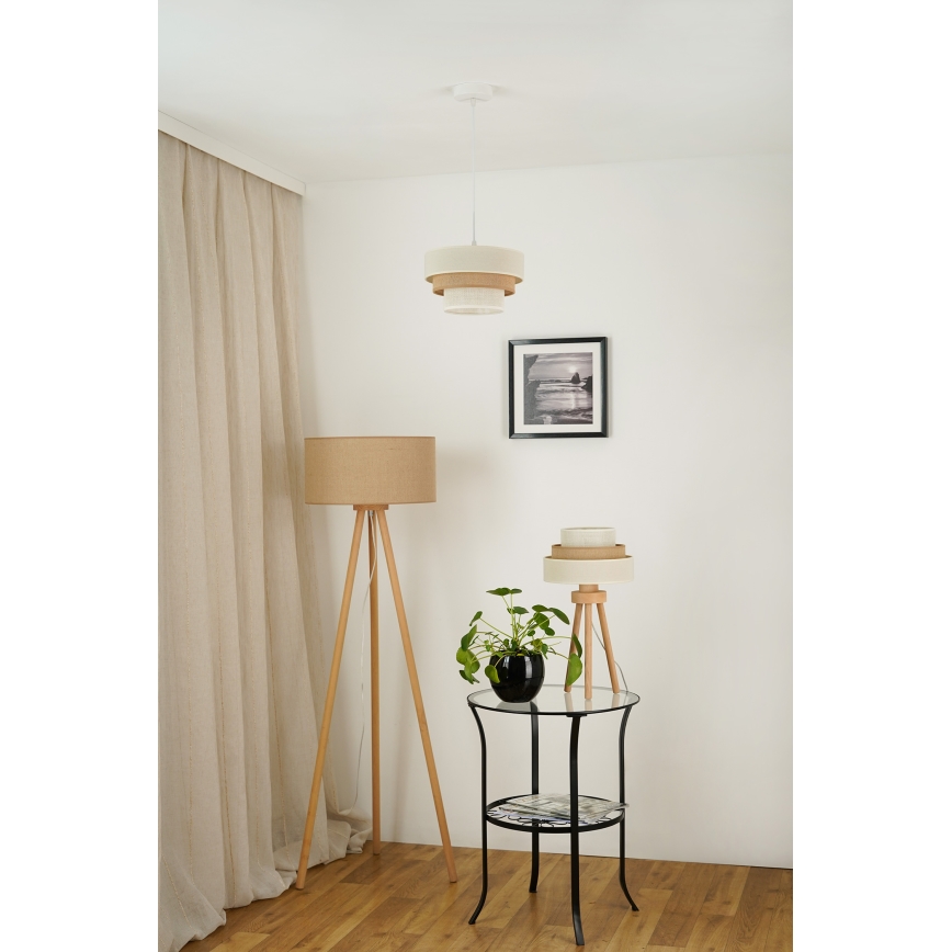 Brilagi - Lámpara de mesa DENVER LUNETA 1xE27/15W/230V beige/marrón/color crema