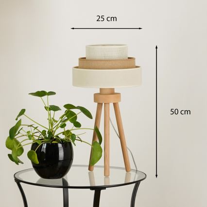 Brilagi - Lámpara de mesa DENVER LUNETA 1xE27/15W/230V beige/marrón/color crema