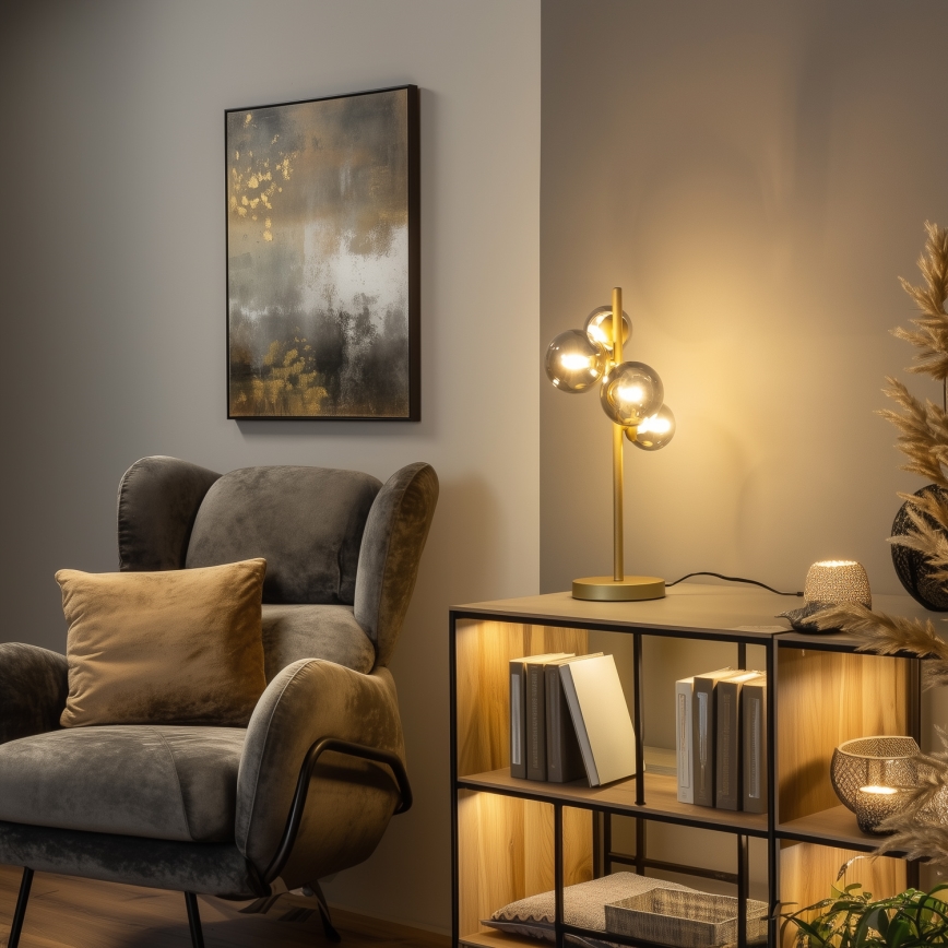 Brilagi - Lámpara de mesa LED MILLA 4xG9/3W/230V dorado/ahumado