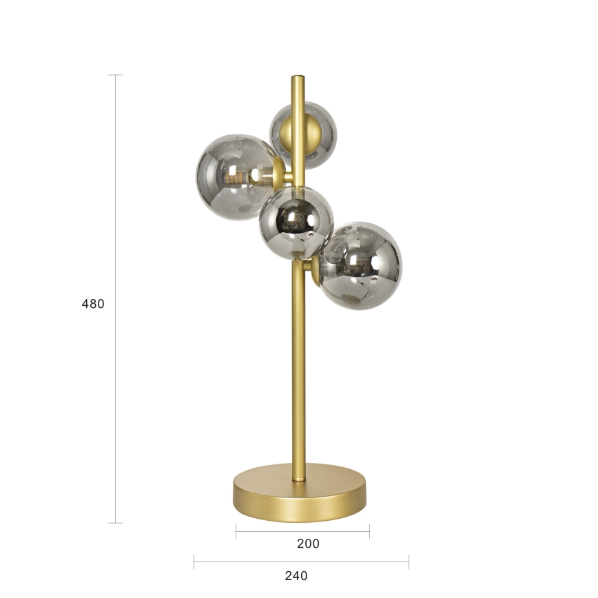 Brilagi - Lámpara de mesa LED MILLA 4xG9/3W/230V dorado/ahumado
