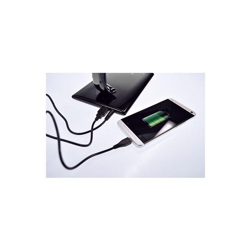 Brilagi - Lámpara de mesa LED regulable Conector USB LED/12W/230V negro