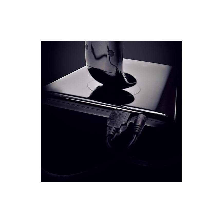 Brilagi - Lámpara de mesa LED regulable Conector USB LED/12W/230V negro