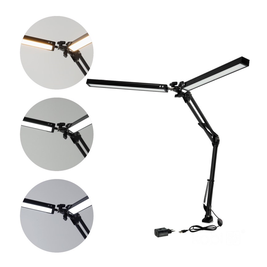 Brilagi - Lámpara de mesa LED regulable flexible VARIO 2xLED/14W/230V 3000-6000K negro