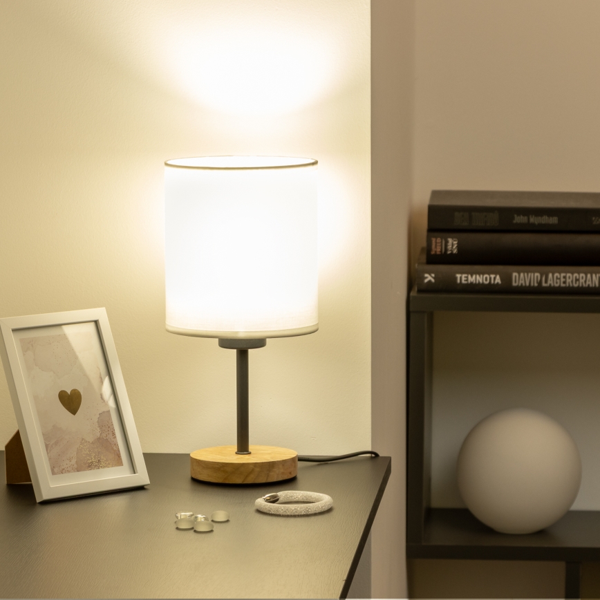 Brilagi - Lámpara de mesa NUBILA WOOD 1xE27/25W/230V roble/blanco