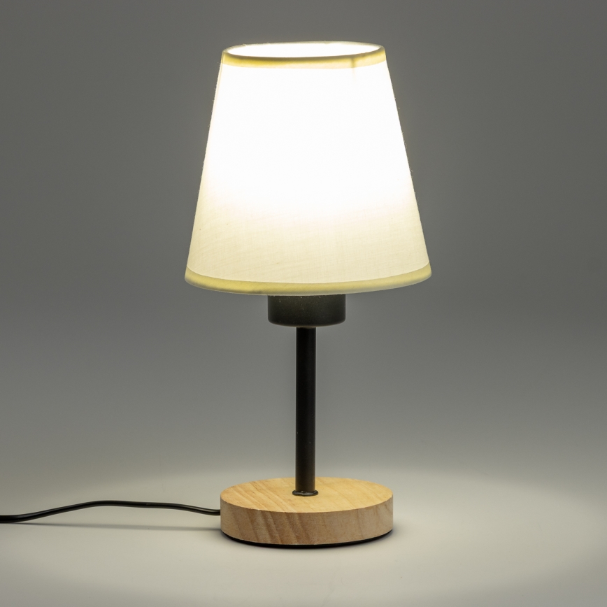 Brilagi - Lámpara de mesa NUBILA WOOD 1xE27/25W/230V roble/color crema