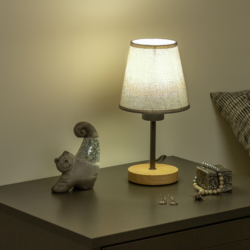 Brilagi - Lámpara de mesa NUBILA WOOD 1xE27/25W/230V roble/gris
