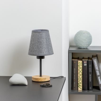 Brilagi - Lámpara de mesa NUBILA WOOD 1xE27/25W/230V roble/gris