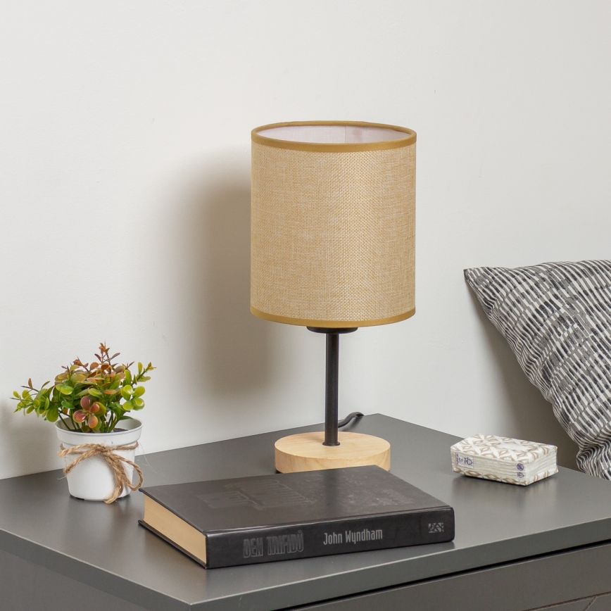 Brilagi - Lámpara de mesa NUBILA WOOD 1xE27/25W/230V roble/marrón claro