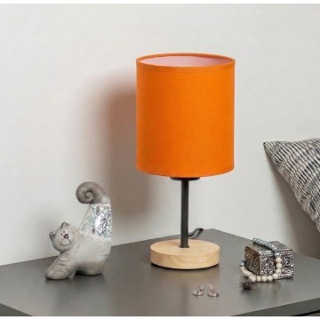Brilagi - Lámpara de mesa NUBILA WOOD 1xE27/25W/230V roble/negro/naranja