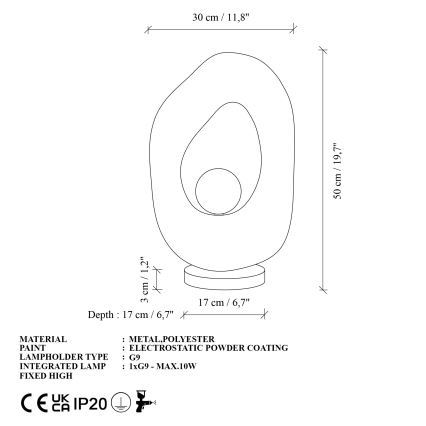 Brilagi - Lámpara de mesa WABI SABI 1xG9/8W/230V blanca