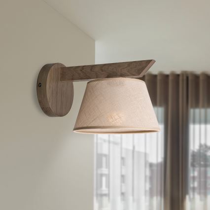 Brilagi - Lámpara de pared LED ANTHONY 1xE14/40W/230V roble nogal/beige