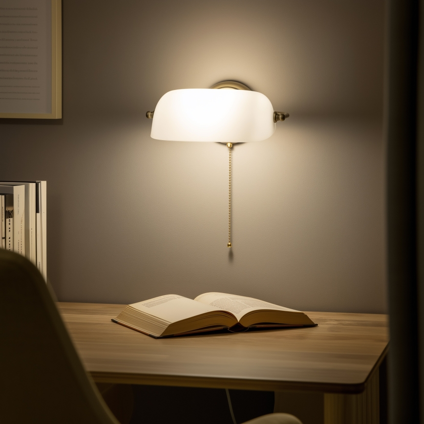 Brilagi - Lámpara de pared BANK OFFICE 1xE27/60W/230V latón/blanco