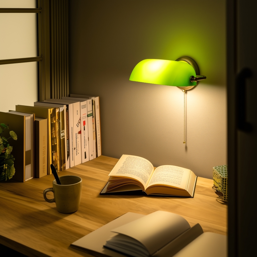 Brilagi - Lámpara de pared BANK OFFICE 1xE27/60W/230V latón/verde