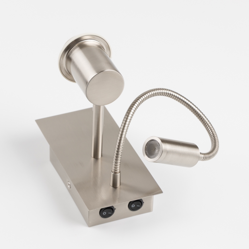 Brilagi - Lámpara de pared LED flexible NUBILA 1xE27/25W/230V + LED/3W cromo mate/amarillo