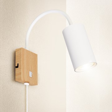 Brilagi - Lámpara de pared flexible SELE 1xGU10/30W/230V blanca/acabado roble