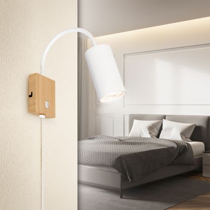 Brilagi - Lámpara de pared flexible SELE 1xGU10/30W/230V blanca/acabado roble