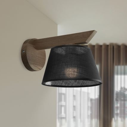 Brilagi - Lámpara de pared LED ANTHONY 1xE14/40W/230V roble nogal/negro