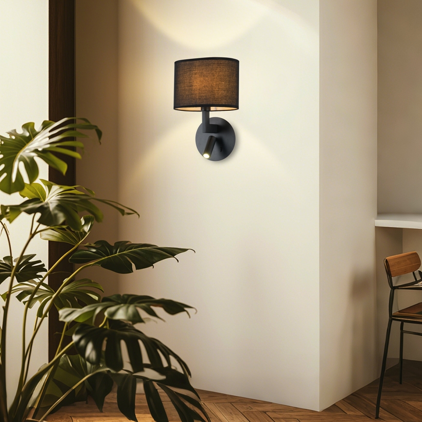 Brilagi - Lámpara de pared LED DAYA 1xE14/40W/230V + LED/3W negra