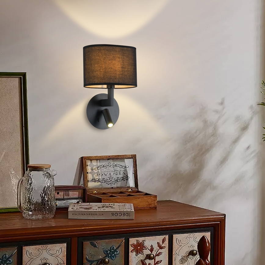 Brilagi - Lámpara de pared LED DAYA 1xE14/40W/230V + LED/3W negra