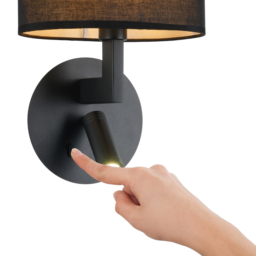 Brilagi - Lámpara de pared LED DAYA 1xE14/40W/230V + LED/3W negra