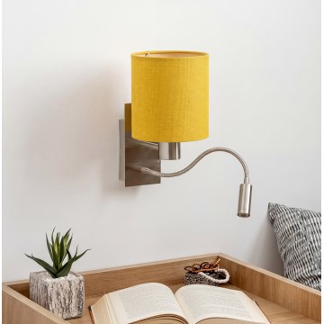 Brilagi - Lámpara de pared LED flexible NUBILA 1xE27/25W/230V + LED/3W cromo mate/amarillo