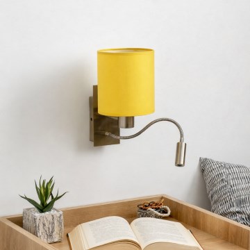 Brilagi - Lámpara de pared LED flexible NUBILA 1xE27/25W/230V + LED/3W latón/amarillo