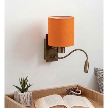 Brilagi - Lámpara de pared LED flexible NUBILA 1xE27/25W/230V + LED/3W latón/naranja