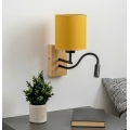 Brilagi - Lámpara de pared LED flexible NUBILA WOOD 1xE27/25W/230V + LED/3W roble/negro/amarillo