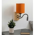 Brilagi - Lámpara de pared LED flexible NUBILA WOOD 1xE27/25W/230V + LED/3W roble/negro/naranja