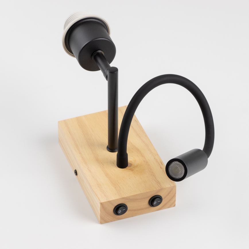 Brilagi - Lámpara de pared LED flexible NUBILA WOOD 1xE27/25W/230V + LED/3W roble/negro/amarillo