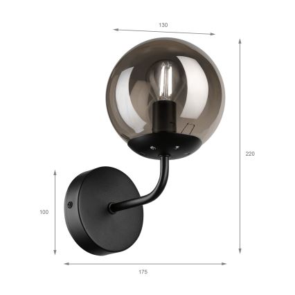 Brilagi - Lámpara de pared MALIVA 1xE14/15W/230V negra/ahumada