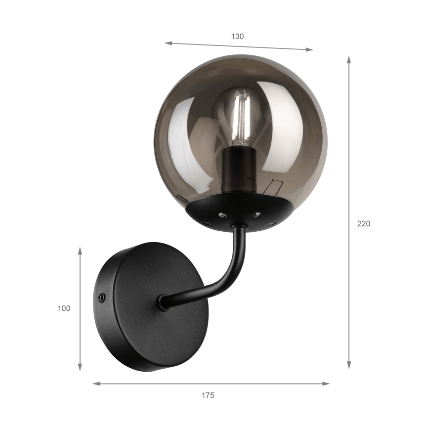 Brilagi - Lámpara de pared MALIVA 1xE14/15W/230V negra/ahumada