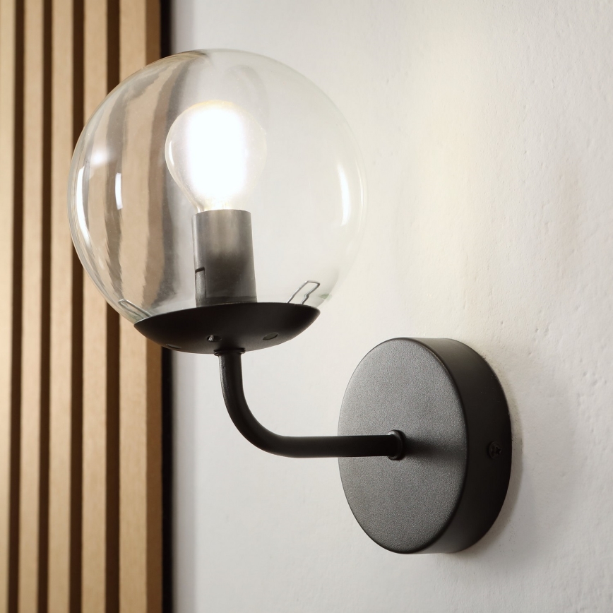 Brilagi - Lámpara de pared MALIVA 1xE14/15W/230V negra/transparente