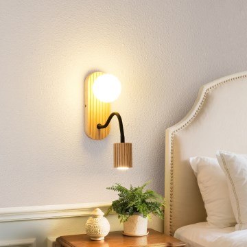 Brilagi - Lámpara de pared MODERN WOOD 1xG9/5W/230V + 1xGU10/8W madera de caucho