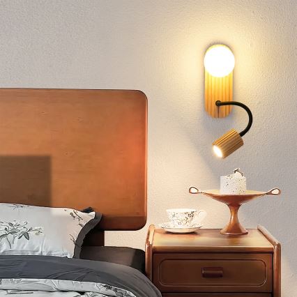 Brilagi - Lámpara de pared MODERN WOOD 1xG9/5W/230V + 1xGU10/8W madera de caucho