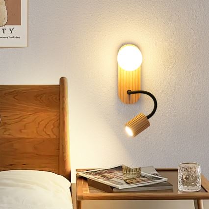 Brilagi - Lámpara de pared MODERN WOOD 1xG9/5W/230V + 1xGU10/8W madera de caucho