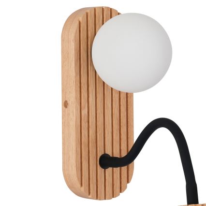 Brilagi - Lámpara de pared MODERN WOOD 1xG9/5W/230V + 1xGU10/8W madera de caucho