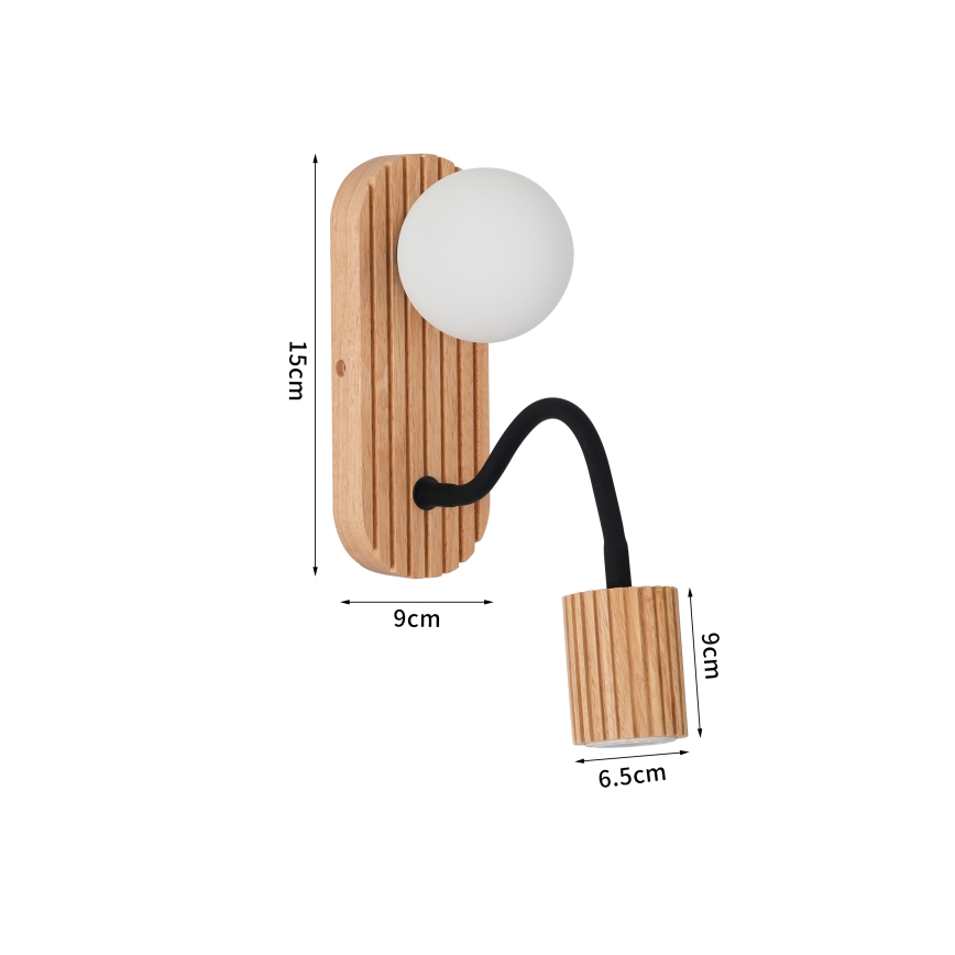 Brilagi - Lámpara de pared MODERN WOOD 1xG9/5W/230V + 1xGU10/8W madera de caucho