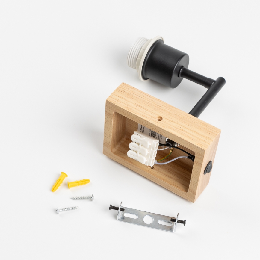 Brilagi - Lámpara de pared NUBILA WOOD 1xE27/25W/230V roble/negro/amarillo