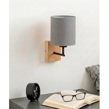 Brilagi - Lámpara de pared NUBILA WOOD 1xE27/25W/230V roble/negro/gris claro