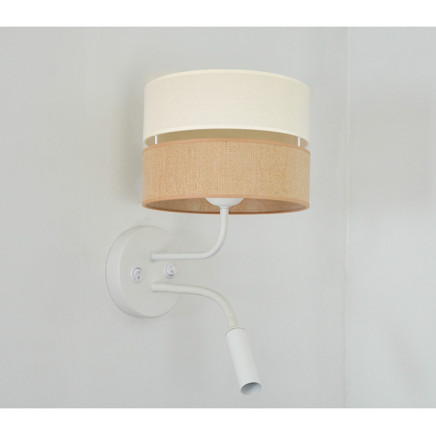 Brilagi - Lámpara de pared ROYAL YUTE 1xE27/15W/230V + 1xG9/6W beige/crema/blanco