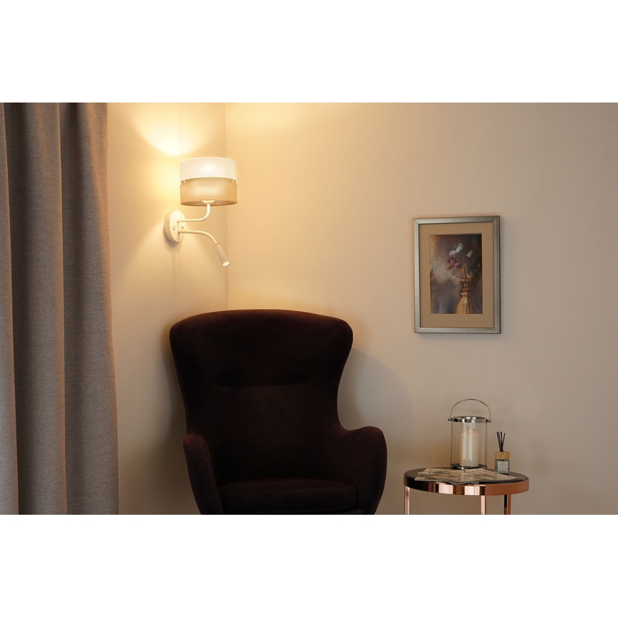 Brilagi - Lámpara de pared ROYAL YUTE 1xE27/15W/230V + 1xG9/6W beige/crema/blanco