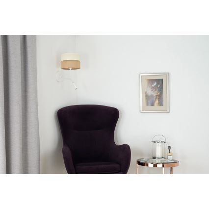 Brilagi - Lámpara de pared ROYAL YUTE 1xE27/15W/230V + 1xG9/6W beige/crema/blanco