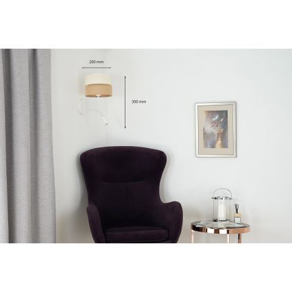Brilagi - Lámpara de pared ROYAL YUTE 1xE27/15W/230V + 1xG9/6W beige/crema/blanco