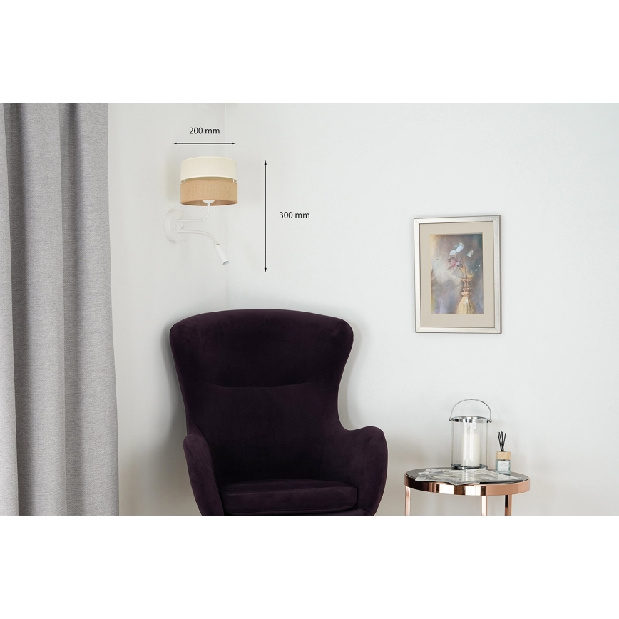 Brilagi - Lámpara de pared ROYAL YUTE 1xE27/15W/230V + 1xG9/6W beige/crema/blanco