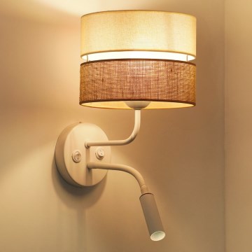 Brilagi - Lámpara de pared ROYAL YUTE 1xE27/15W/230V + 1xG9/6W beige/crema/blanco
