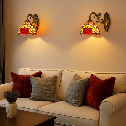 Brilagi - Lámpara de pared Tiffany con vitral GARLAN 1xE27/40W/230V