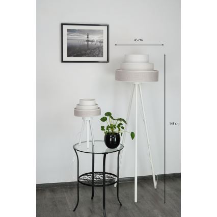 Brilagi - Lámpara de pie ALASKA LUNETA 1xE27/15W/230V gris/color crema