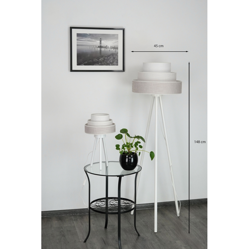 Brilagi - Lámpara de pie ALASKA LUNETA 1xE27/15W/230V gris/color crema